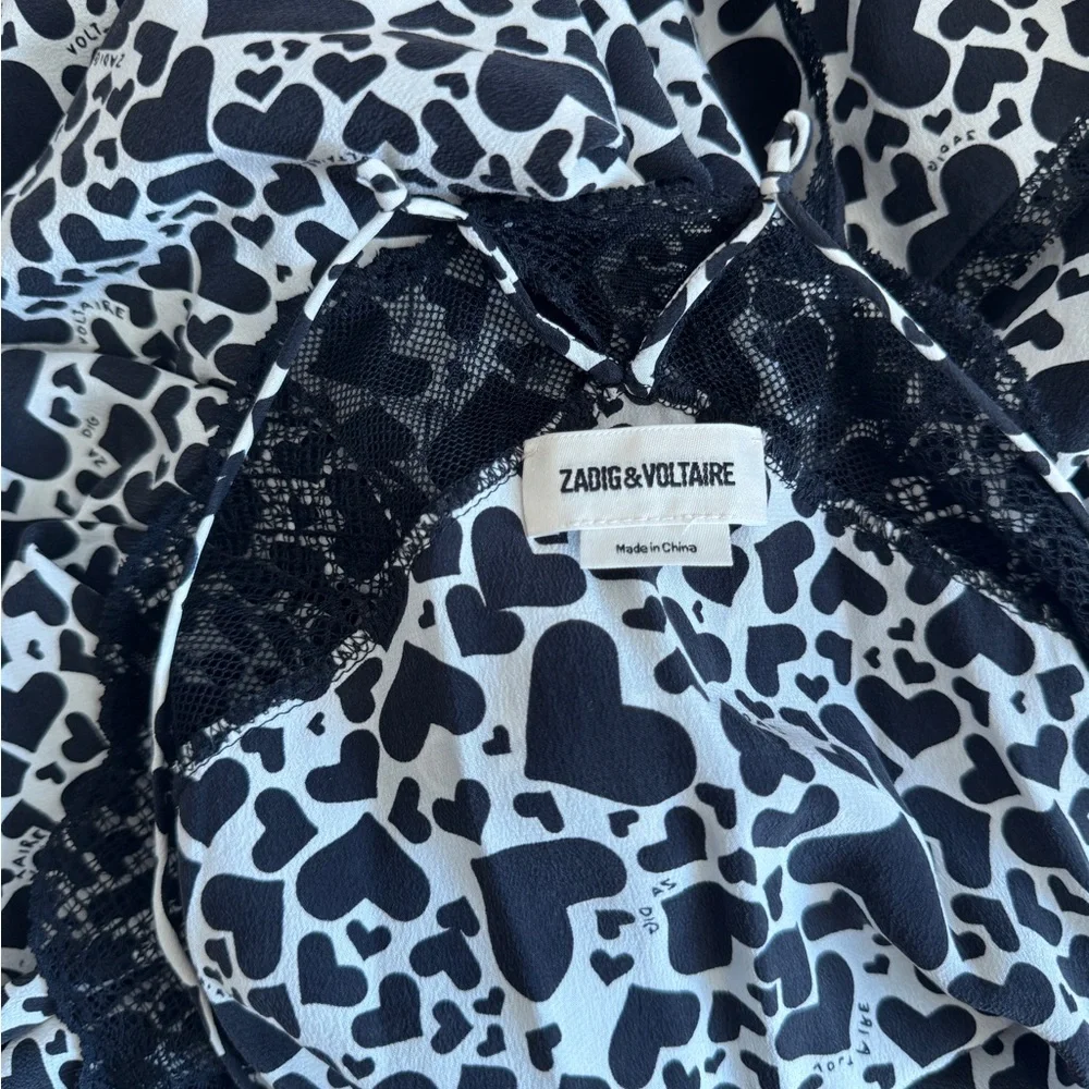 Zadig & Voltaire Animal Print Slip with Black Lace - Picture 4 of 4